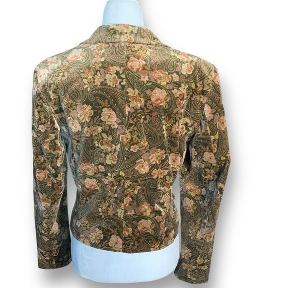 Vintage Brown Dark Floral Paisley Tailored Blazer Jacket Size 10 Made in USA - Picture 4 of 10